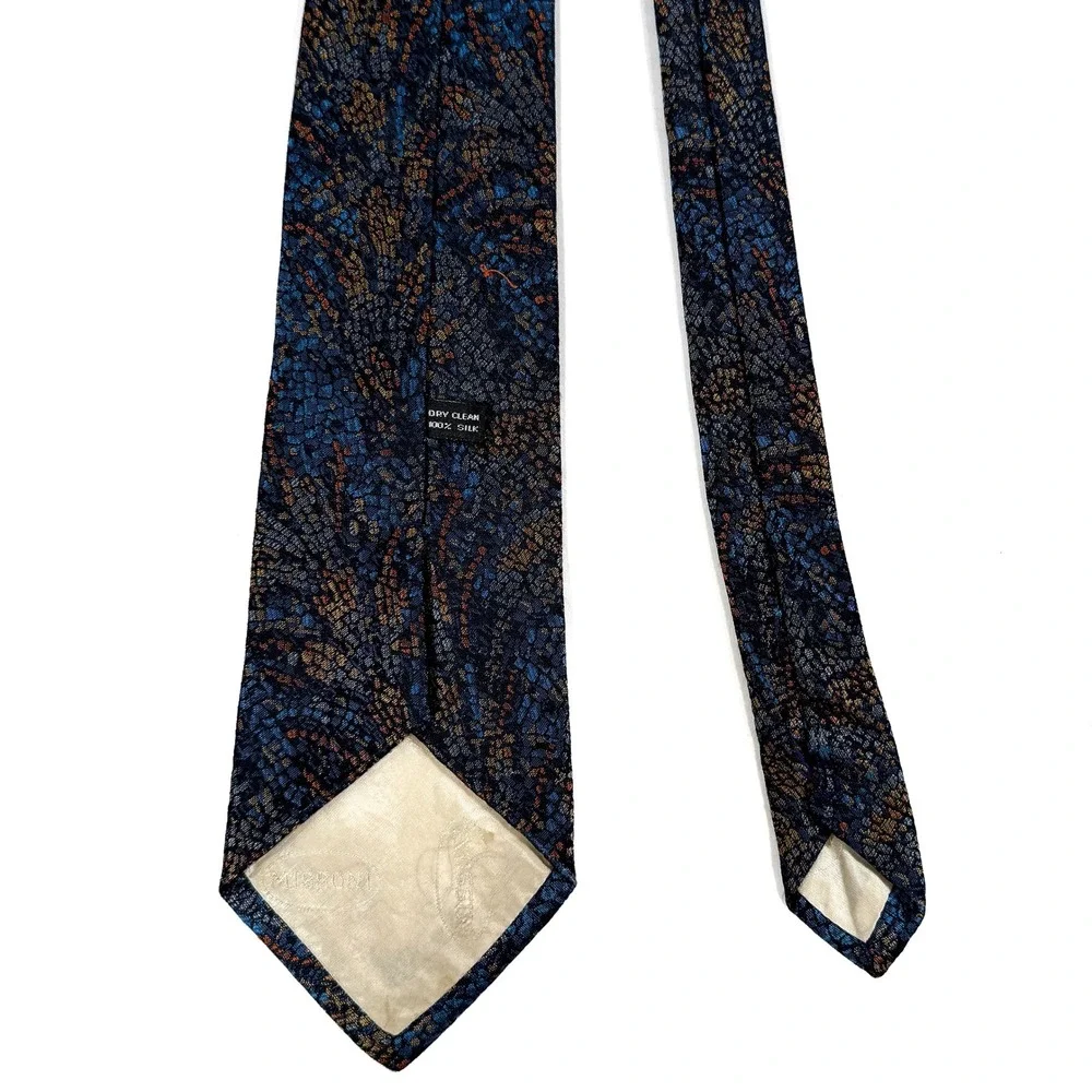 Missoni Silk Tie‎ Blue Orange Mosaic Pebble Pattern Woven Made in Italy W: 3.5